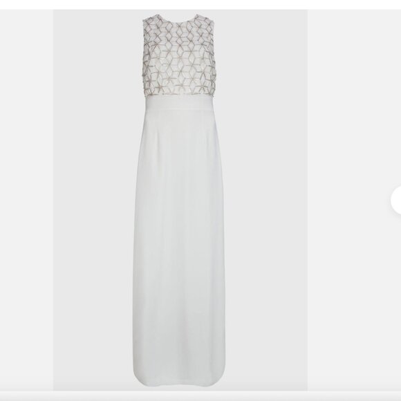 Ted Baker Aaina Embellished Maxi Dress gown white gold size 2 nwot - Picture 3 of 16